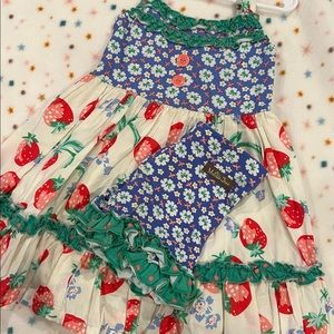 Matilda Jane Strawberry Dress/Shorties Set. Size 2